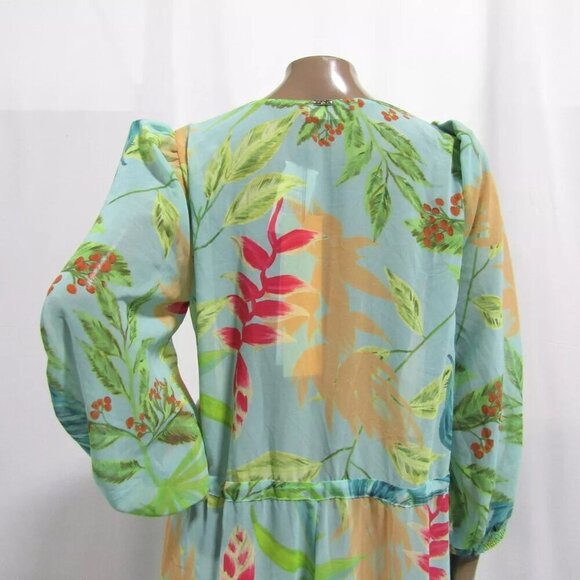 NEW PATBO X RESOLVE Tropicalia Short Kimono Swim Cover-up Island Blue Size L - Picture 2 of 14